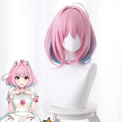 Anime 30CM Yumemi Riamu peruka dziewczyny peruki do cosplay 38cm różowa peruka krótka siatka do włosów żaroodporne włosy syntetyczne