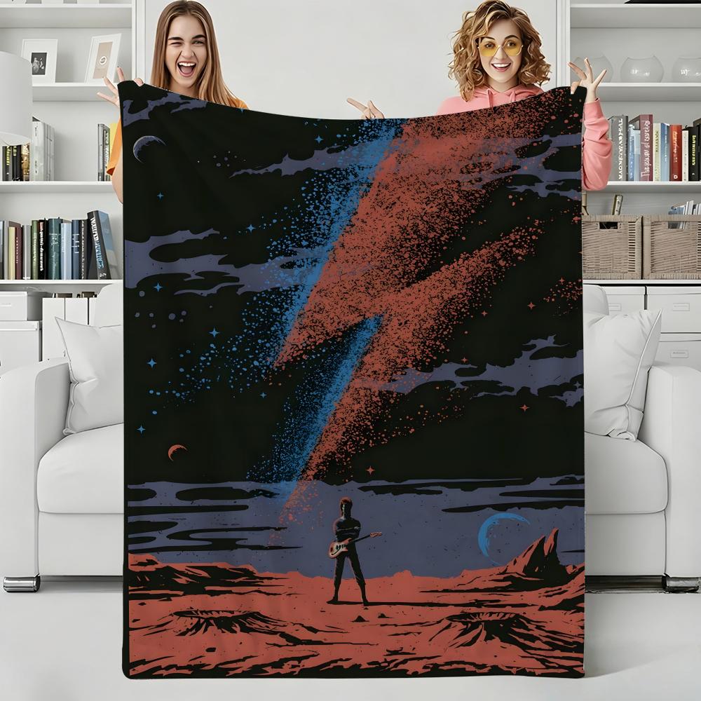Music D-David Bowie Throw Flannel Blanket Perfect for Sofa Office Bed Travel Sleep Read Relax Camping Four Season Use