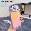 KEYSION Fashion Laser Gradient Colorful Phone Case for iPhone 17 Pro Max Soft TPU+PC Shockproof Back Cover for iPhone 17 Pro