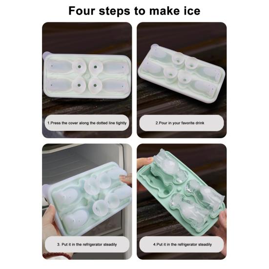 Ice Cube Grid 3D Pet Dog Shape Food-grade Silicone Ice Mold Dishwasher Safe Slow Melting Cocktail Ice Mold
