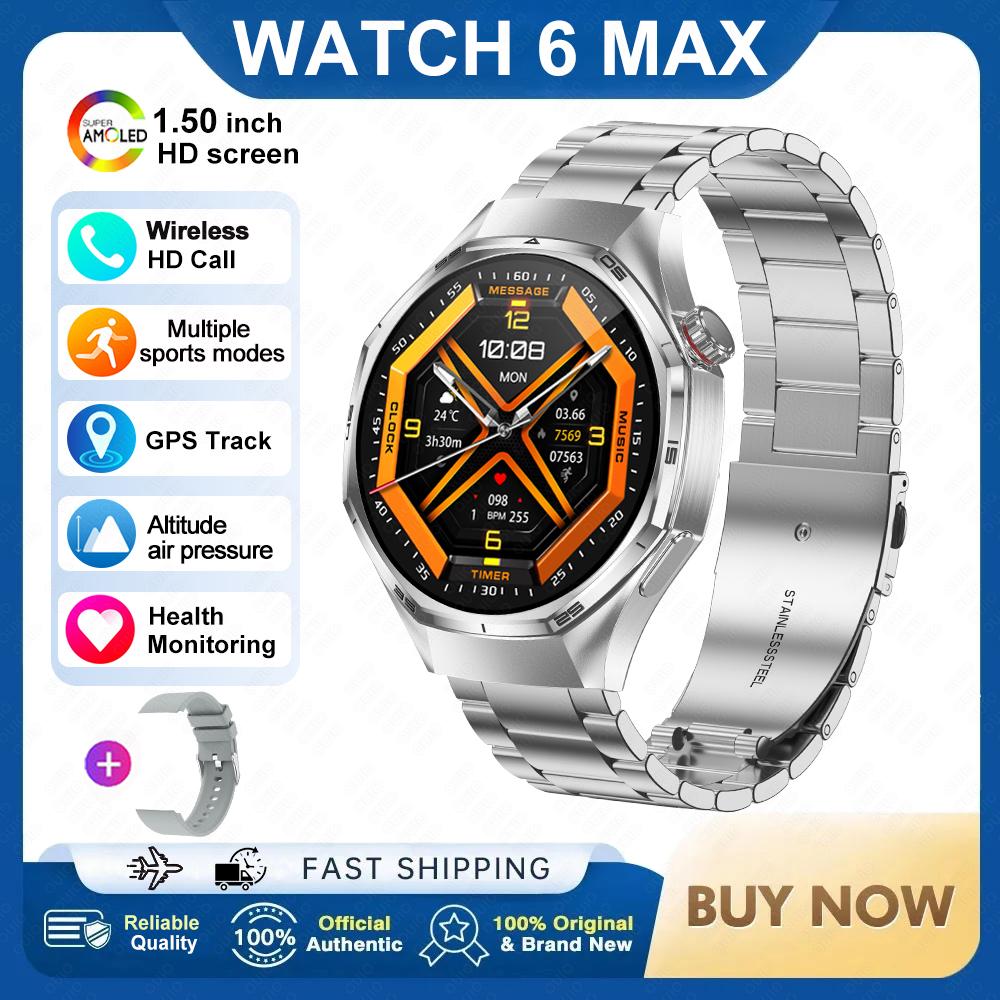 2026 New Watch 6 MAX Smart Watch GPS Track Altitude Pressure Heart Rate Blood Oxygen IP67 Waterproof BT Call Outdoor Smart Watch