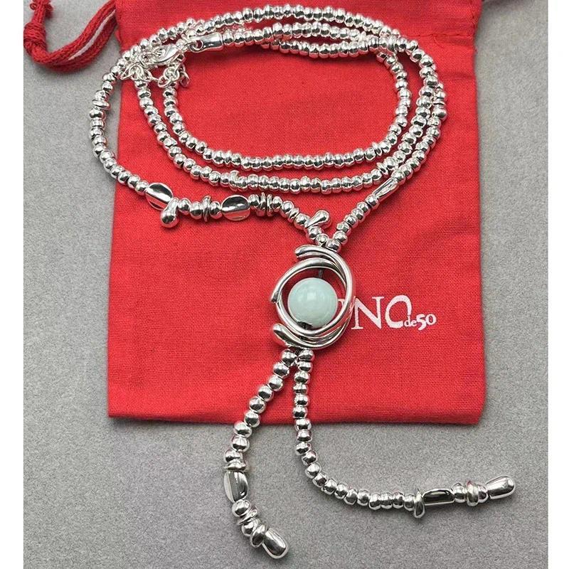 French Vintage Silver Flake & Pearl Half-Moon Necklace for Women - Elegant Clavicle Jewelry Electroplated медный