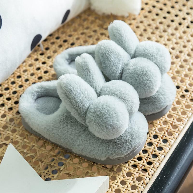 Changbaosen Kids  Fluffy Rabbit Cotton Slippers 26/27