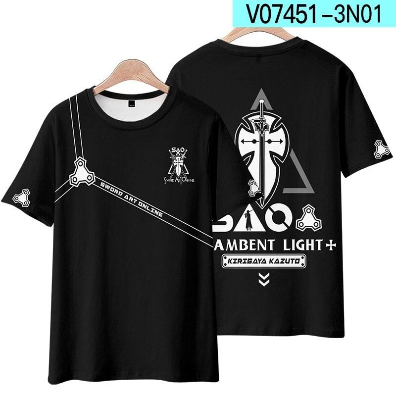 Sword Art Online Asuna Kirito SAO Anime Manga Short Sleeve T-Shirt Tee Polyester L