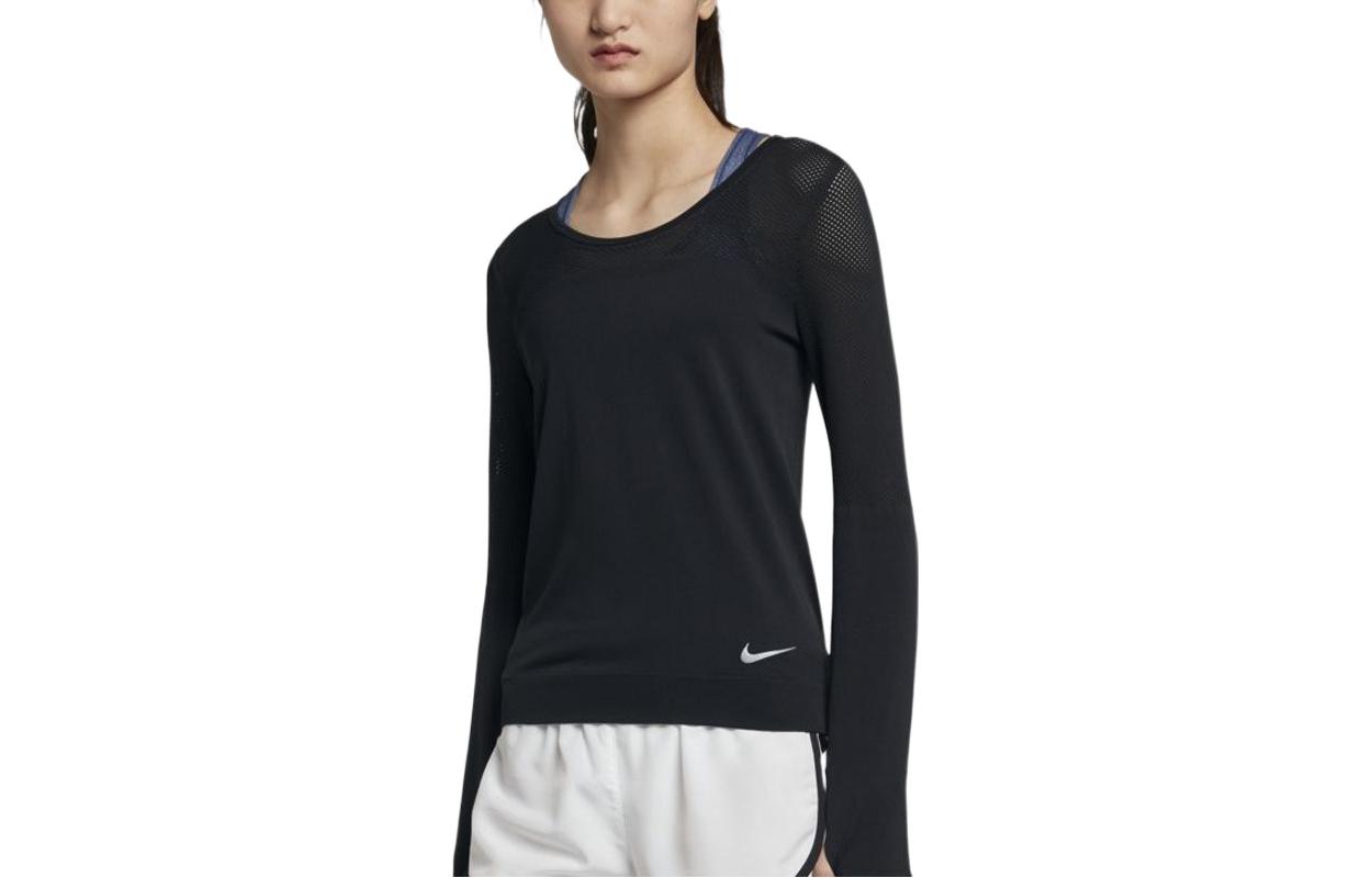 

Nike T Shirts Women s Black Crew Neck Moderate Straight Fit BQ9554-010 L