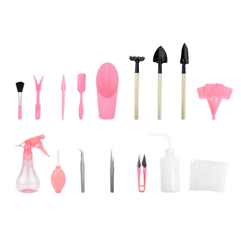 

Набор инструментов для суккулентного садоводства 14/16 шт. Мини-набор ручных садовых инструментов для ухода за комнатными растениями, кактусами, комнатными растениями, бонсай розовый