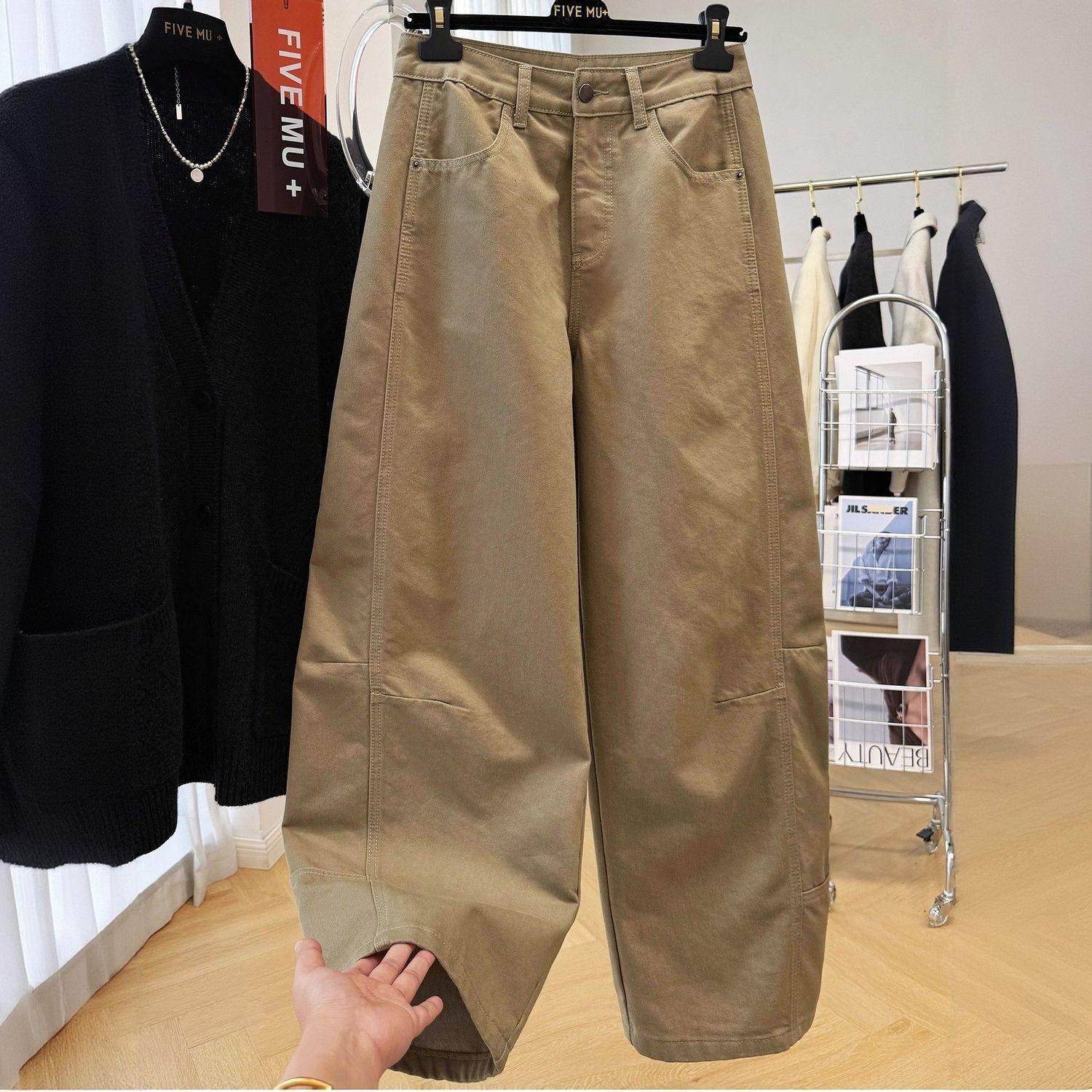 

Korean Chic Velvet Workwear Pants - Women s Autumn/Winter Loose Fit M (recommended 94-107 cm)