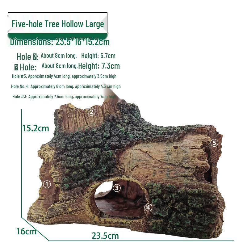 Aquarium Landscape Resin Tree Stump Cave for Reptiles, Fish, and Shrimp