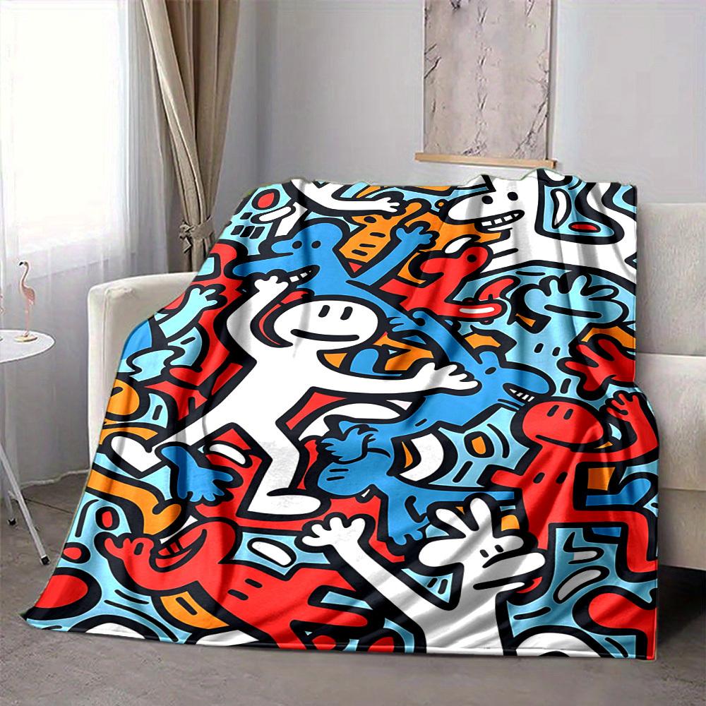 1pc Colorful Characters Pattern Blanket Warm, Cozy, And Soft, Suitable for Sofas, Beds, Cars, And Office Use.Perfect for Camping And Travel, Making It