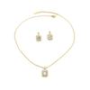 Leichte Luxus-Zirkon-Halskette für Damen mit Nischen-High-End-Temperament-Quadrat-Volldiamant-Ohrring-Set