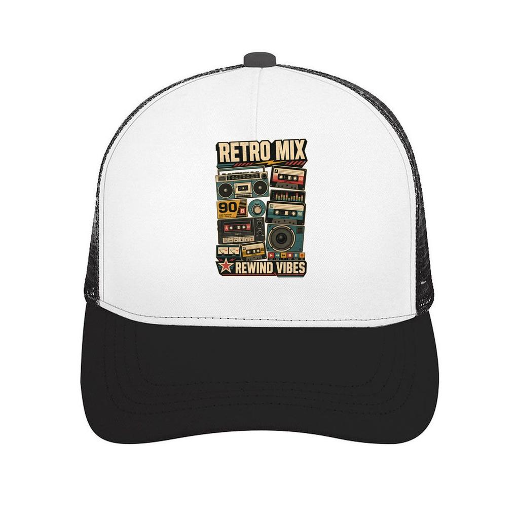 Retro Boombox Mix Tape Revival Mesh Baseball Cap Casual Hat Outdoor For Womens Unisex FeUnisex
