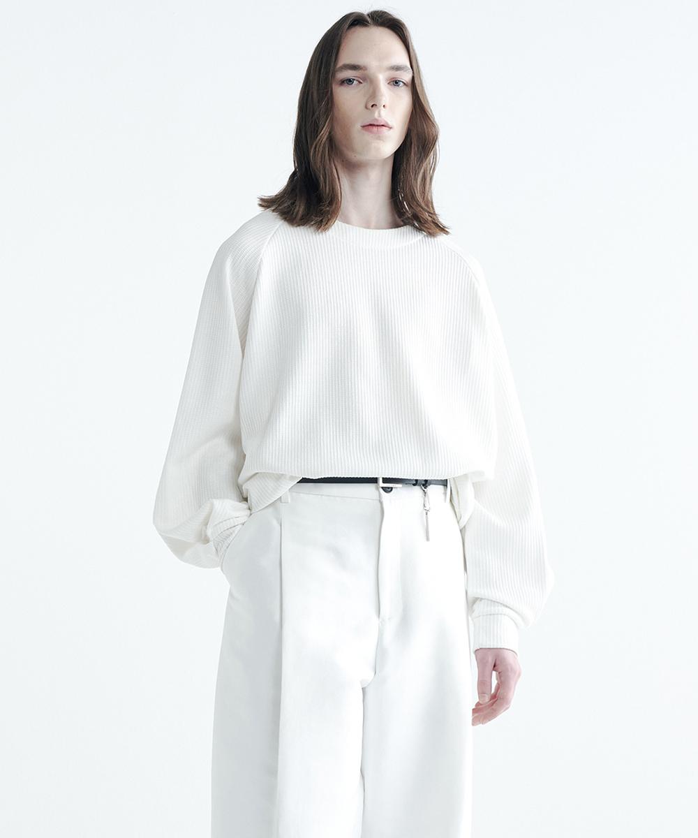 Noir Oversized Pintuck Waffle Knit (Ivory) Beige/48