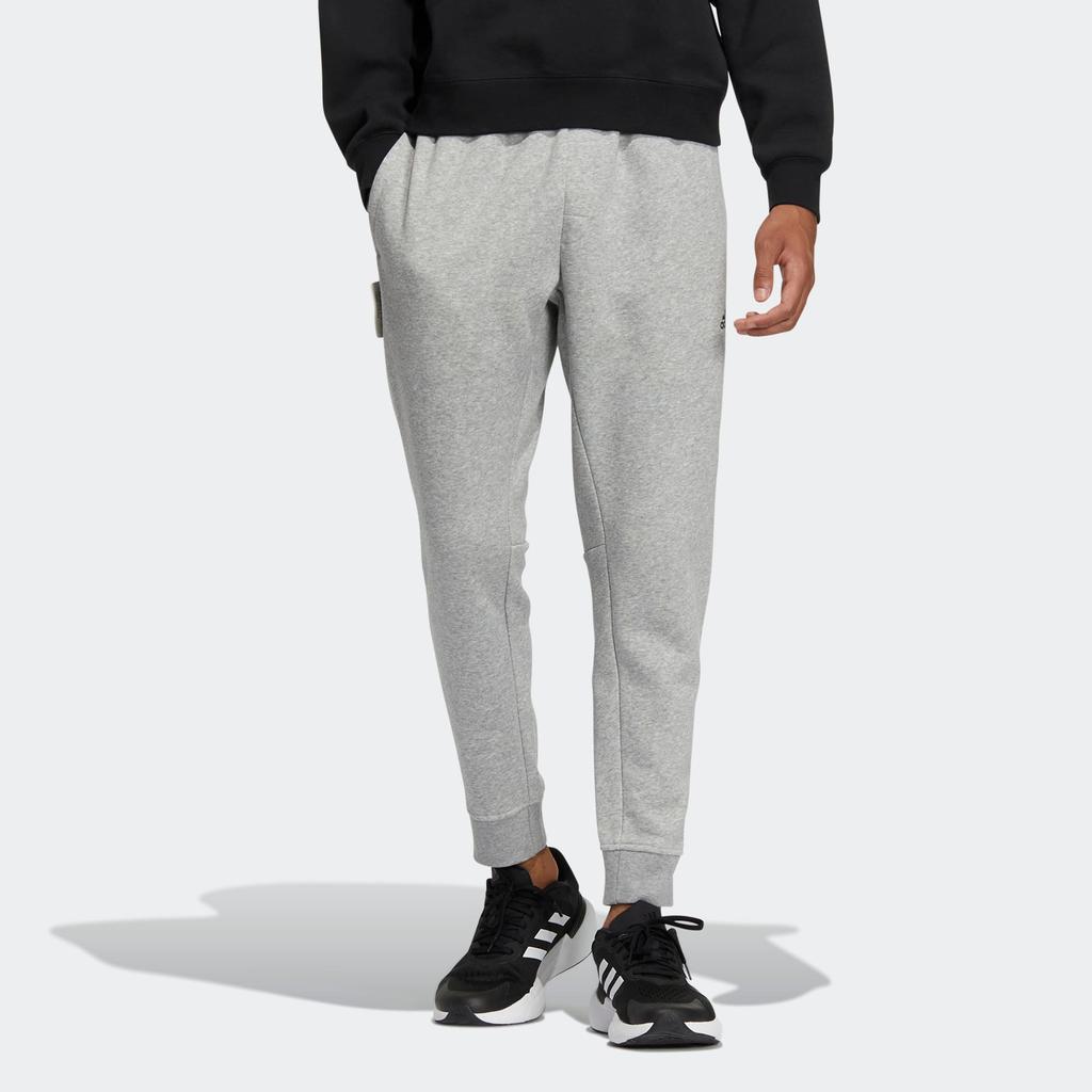 Adidas Tepláky s potiskem, s manžetou, prodyšné a volného střihu, pánské spodní díly, světle šedé IB2727