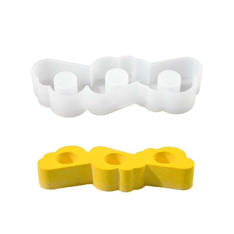 3 Hole Candle Holder Mold Flower Heart Candlestick Silicone Mould Concrete Resin Cast Molds for Wedding Valentines Day