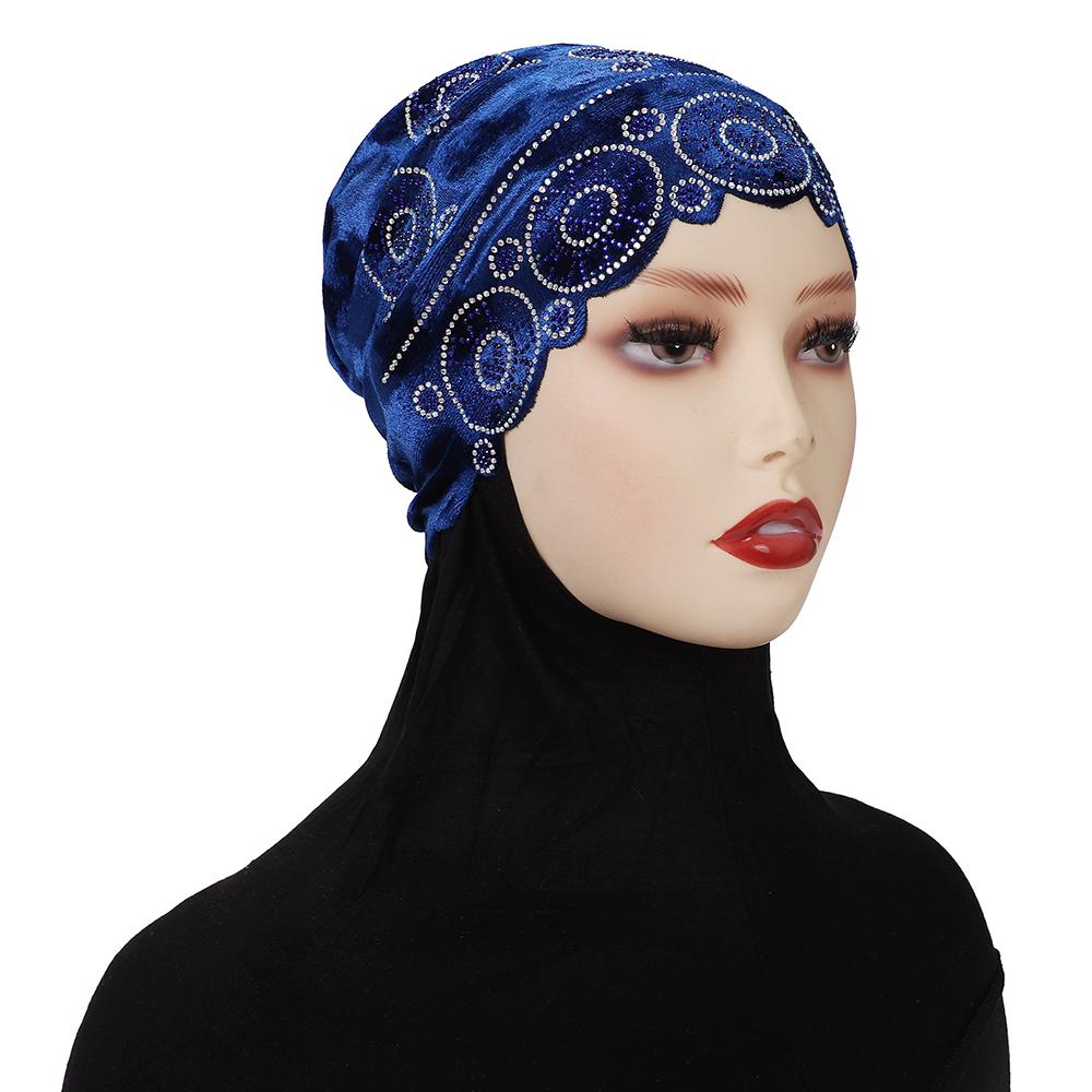 Fashion Turban Cap For Women Muslim Hijab Cap Islamic Headscarf Bonnet African Diamonds Head Wraps Bonnet Cap
