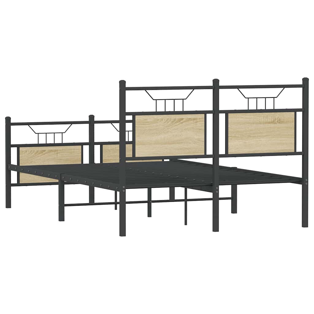 Bed Frame without Mattress Sonoma Oak 137 x 190 cm Wood Based Material