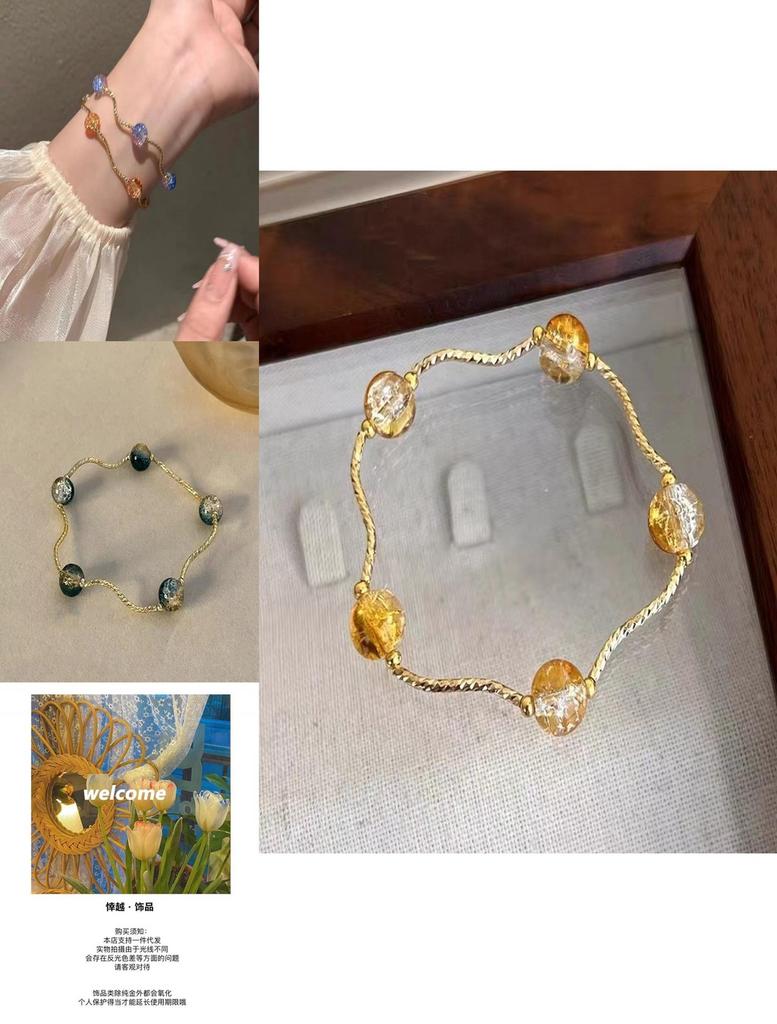 Exquisite Ethnic Style Geometric Glass Bracelet For Women With Vibrant Colors And Vintage Feel