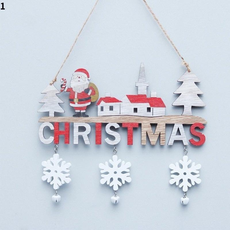 2022 Wooden Christmas Door Hanging Oranments Wall Xmas Dec Merry Christmas Decor For Home Happy New Year Naviidad Door Pendants