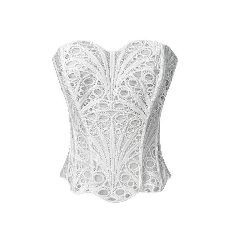 Fashion Sexy Hollow Fishbone Bra Niche Design Strapless Tube Top Party Clubwear Matching Hot Girl