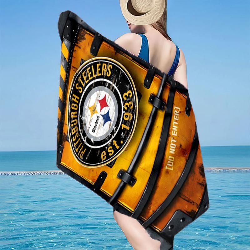 Pittsburgh Steelers Logo Microfiber Beach Towel, Lightweight And Quick-Dry, for Summer Travel, Beach Essential, Swimming Pool