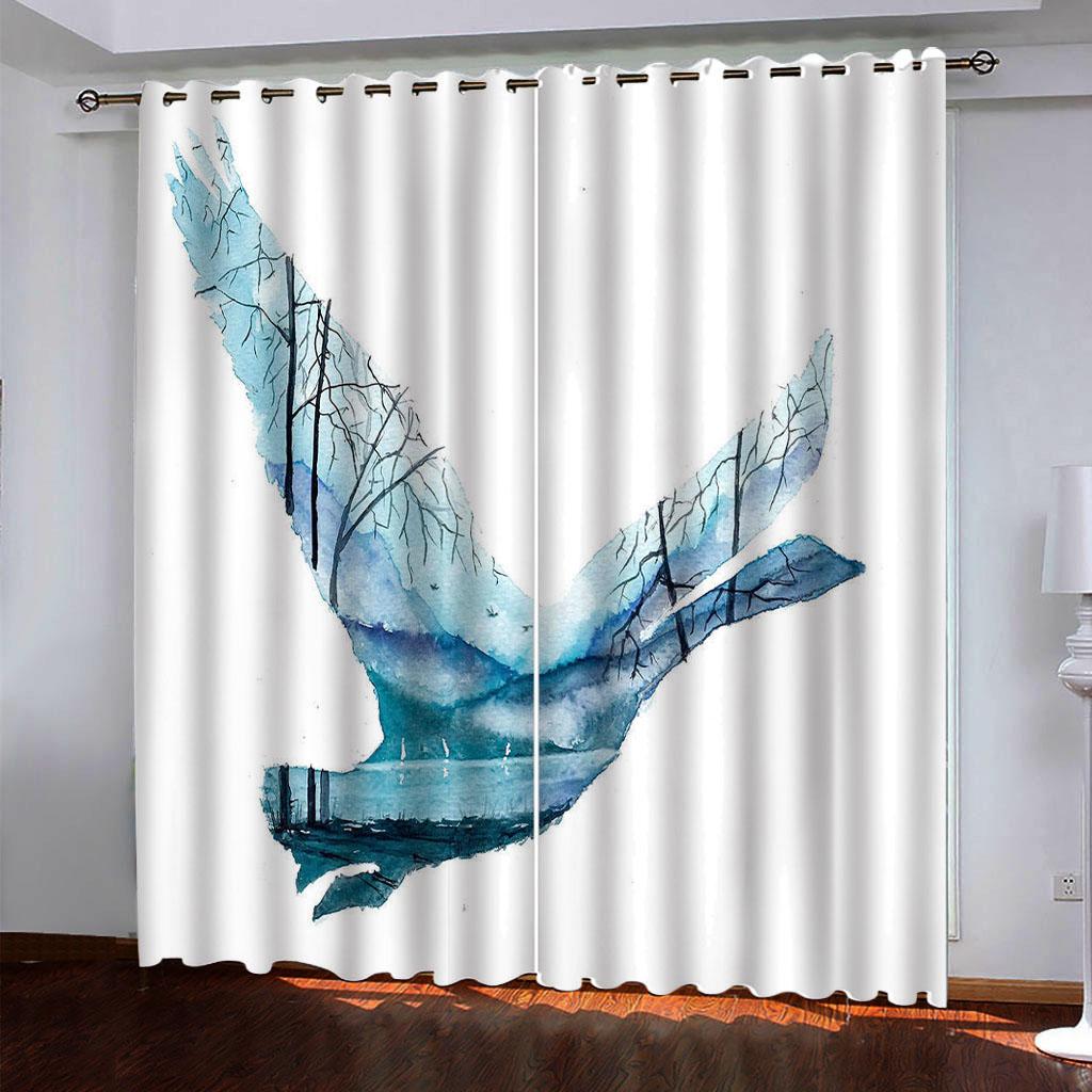 

Шторы для спальни, 2 шт., животное, лебедь, 3D, роскошные затемняющие шторы для гостиной, готовые шторы для окон, не пропускающие свет W70xH160cmx2&hook