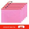 Custom Logo A4 Waterproof Drawstring Transparent Grid File Bag with Zipper