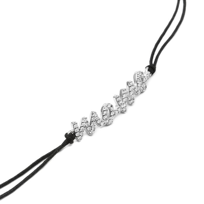 Bracelet en argent sterling 925 orné de zirconiums cubiques brillants et finition rhodiée - Mama