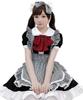 Milky Time Women's Lolita Maid Dress with Ribbon, Frills, Apron, and Check Pattern, Cosplay Costume (Size L)