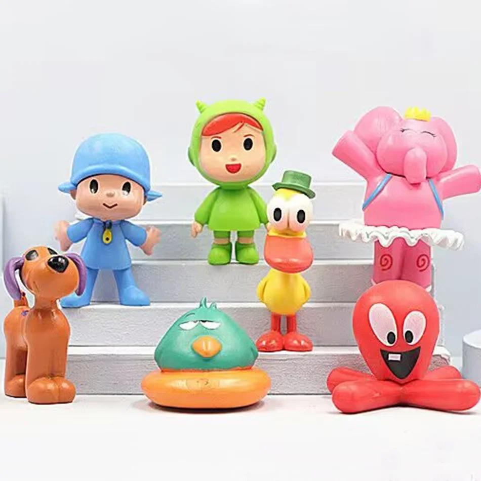 

7Pcs/Set Pocoyo Animal Plaything Bird Duck Elephant Doll Model Scene Ornaments Anime Animation Cute Pvc Figures Toys