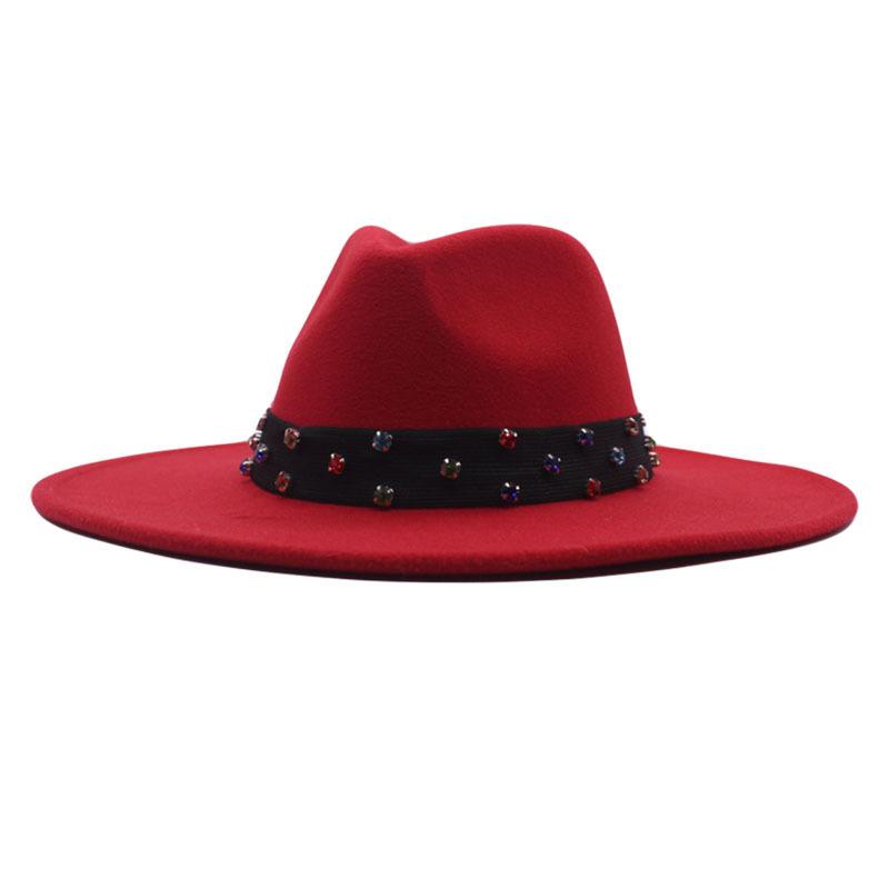 European and American New Felt Jazz Hat British Gentleman Woolen Colorful Diamond Ribbon Top Hat