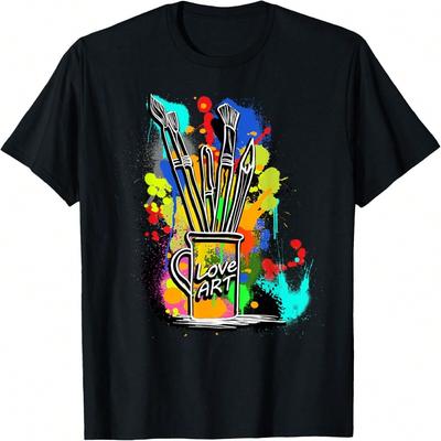 Love Art Multicolored Brushes Bin Painter Birthday T-Shirt