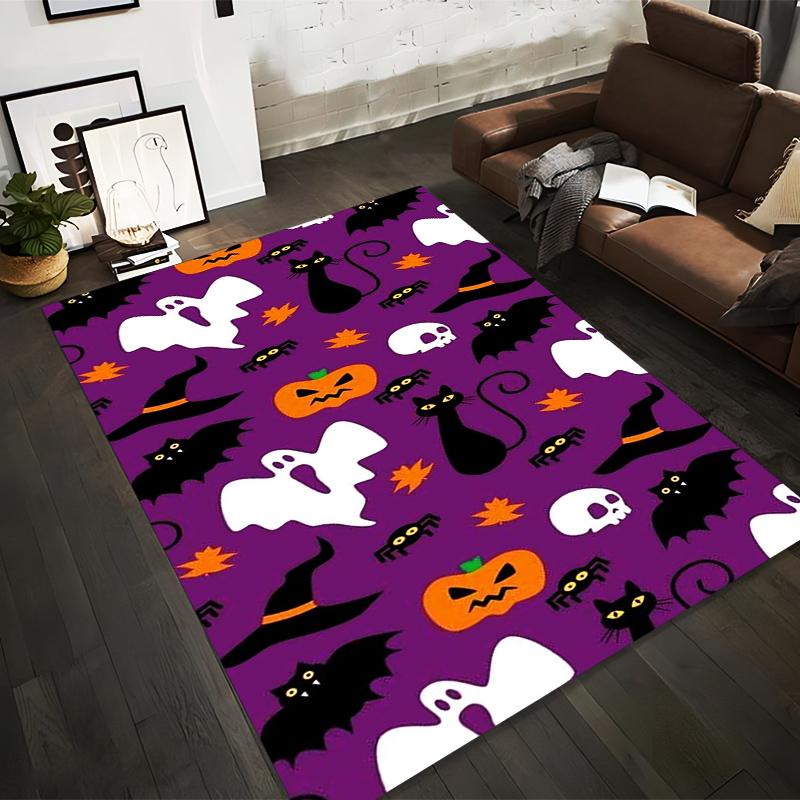 

Halloween-Themed Carpet with Ghosts Black Cats Pumpkins Skulls Batsand Leaves Suitable for use as an anti-slip for room and bedroom sofas 40x60cm( 15x23in )