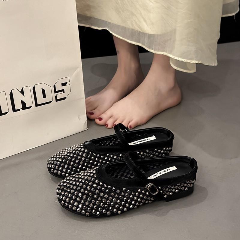 inner heightening bag head half slippers women s summer outer wear new one-pedal rhinestone bright single shoes sandals 40 чёрный