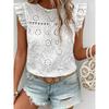 Hollow out Breathable Pullover Women's Casual Loose Lotus Leaf Sleeveless T-shirt