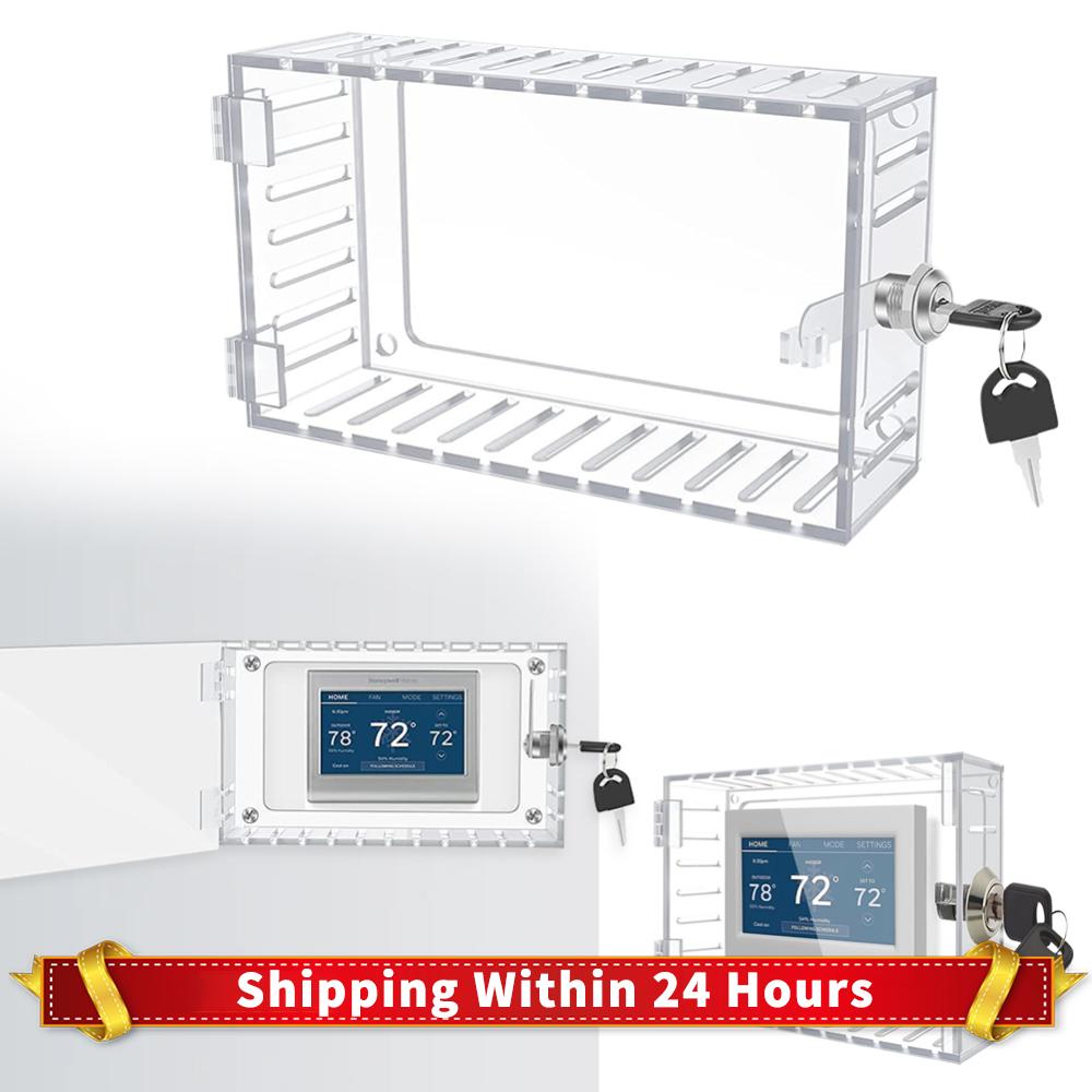 

Universal Thermostat Lock Box with Key Thermostat Guard Large Thermostat Lock Box Cover Thermostat Case for Thermostat on Wall Transparent