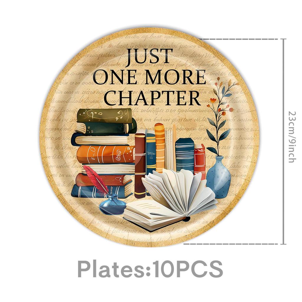 Retro Books Themed Party Supplies: Paper Plates, Napkins, Book Club Tableware & Event Decorations
