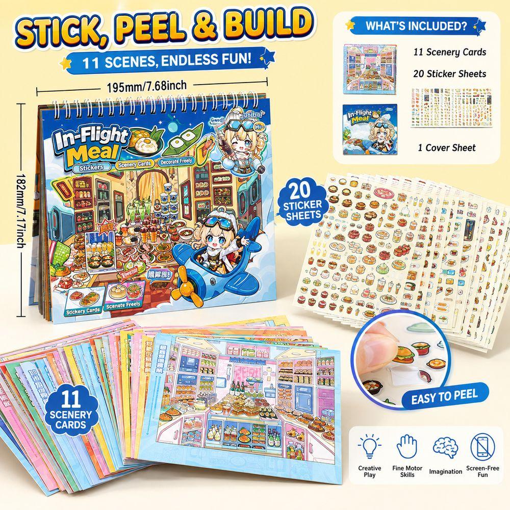 Paper Sticker Book Airplane Theme Miniature Scene Sticker Landscape Sticker Stationery Supplies