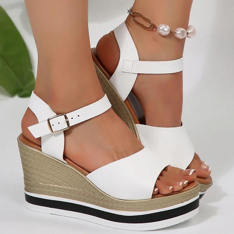 Fashion Women Sandals Wedges Sandals Women Shoes 2025 Plus Size 36-43 Chunky Heels Sandals Summer Platform High Heels Sandalias De Mujer