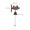 Relaxdays cloche sonnette fonte welcome style antique lettres d’or enseigne oiseaux porte maison &amp; jardin, brun foncé