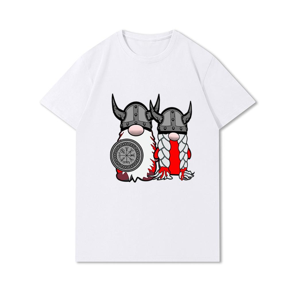 100% Cotton Summer Men T Shirts Viking Vintage Skull Beard with Headphone Printed Casual Top Tees