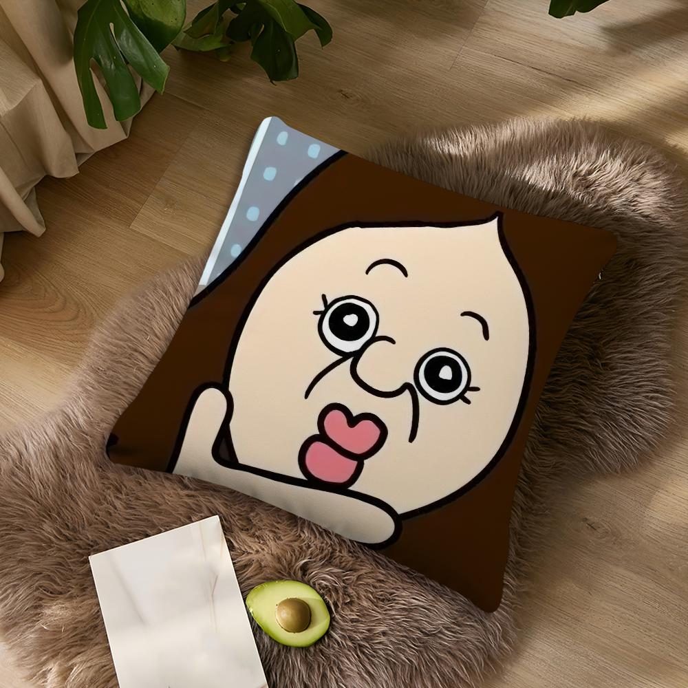 Funny Bbangbbangs Cartoon cushion cover Living Room Accent Couch Back Support Square Lounge Restful Nap Companion Pillow Case