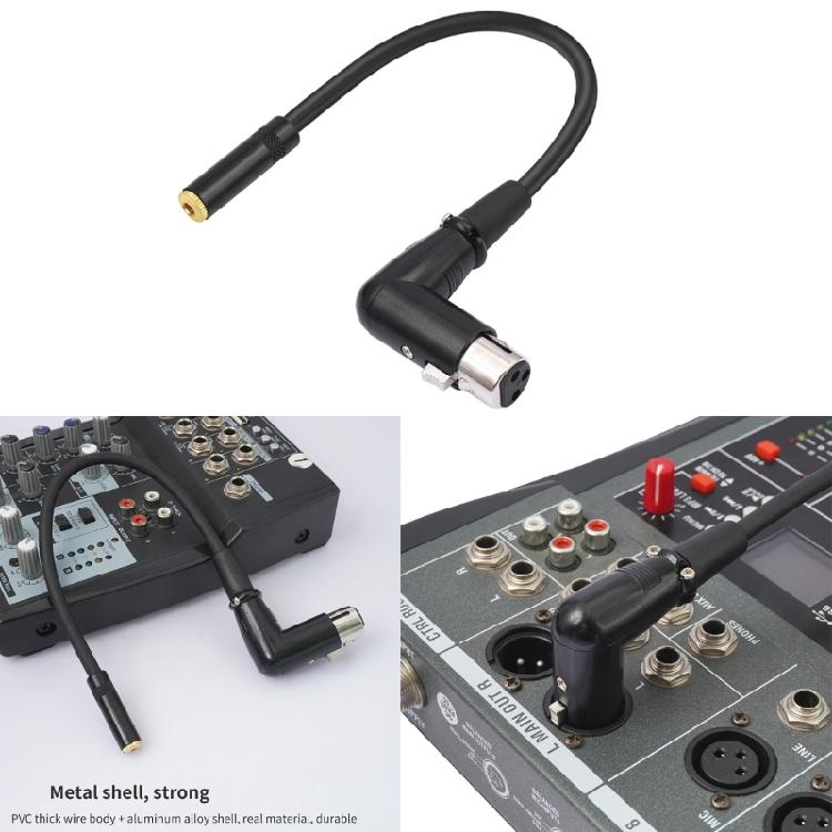 90 Degree Right Angle 3Pin Female To 3.5mm Female Balanced Signal Interconnection Cable Replacement For Camera Microphones