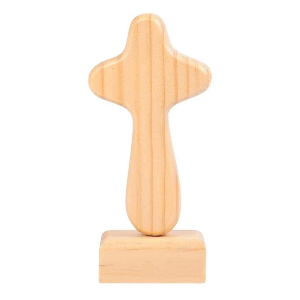 Wood Material Wood Cross Statue Handicraft Design Desktop Cross Ornament Office Desktop