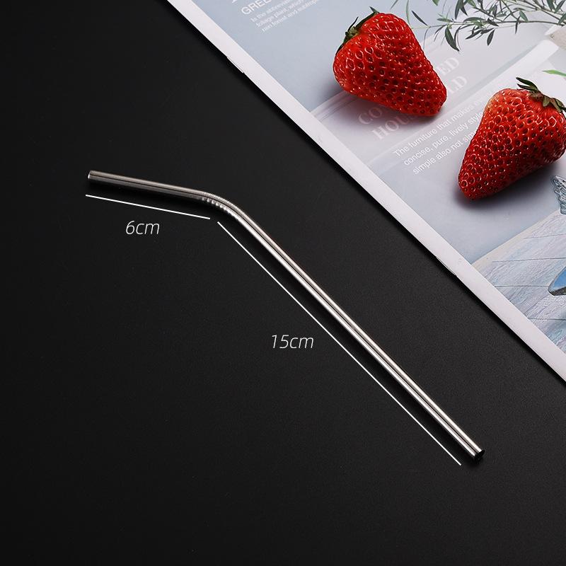 304 Stainless Steel Straw Set Color Metal Straw Restaurant Milk Tea Beverage Coffee Tube Straight Pipe Elbow Set