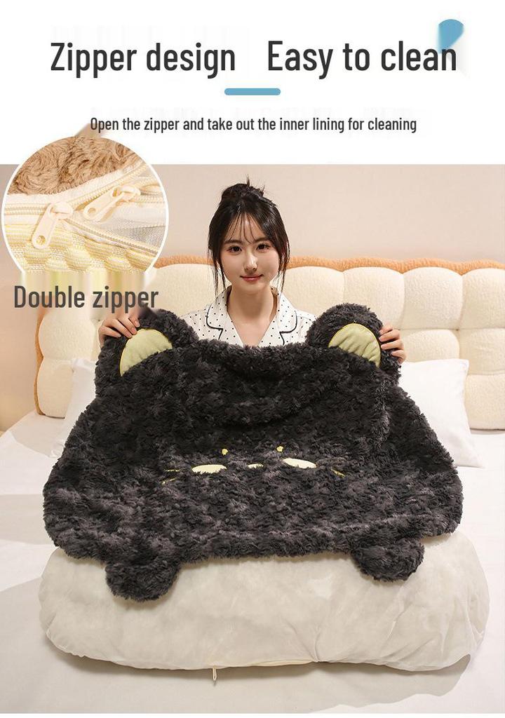 Cartoon Big-Head Fluffy Pillow: Double-Sided Cool Lumbar Support for Summer Sleep & Leg-Clamping.