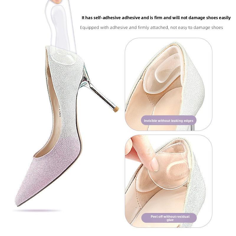 GEL Heel Sticker High Heels Soft Anti-wear Anti-drop Heel Sticker 4D Double Layer Thickened Self-adhesive Code Adjustment Half Size Pad