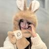 Bunny Ear Plush Hat And Scarf For Women Winter Style Cute Thick Warm Ear-Protecting Lei Feng Hat