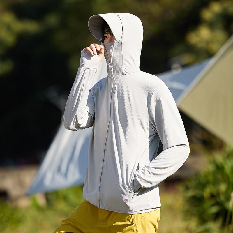 Men’s Summer UPF50+ Sun Protection Jacket Wide Brim Hood UV Protection Lightweight Breathable Outdoor Fishing Sun Hoodie