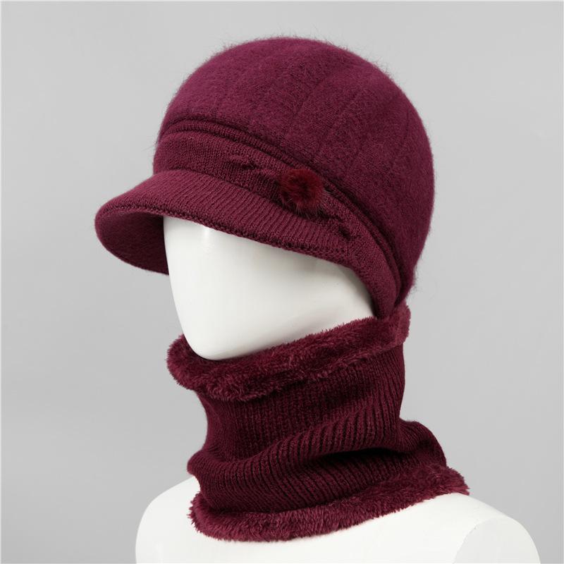 Day Mom Hat Fleece Knitted Thermal Hat Grandma Rabbit Wool Hat Old Man Duck Tongue Cotton Hat