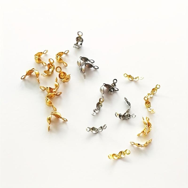 100pcs Double Hook/open Jump Ring Opening Bead Tip Knot Cap Silver Flip Cap Crimping End Cap End Cap Terminator Clamp End Tip for Jewelry Making